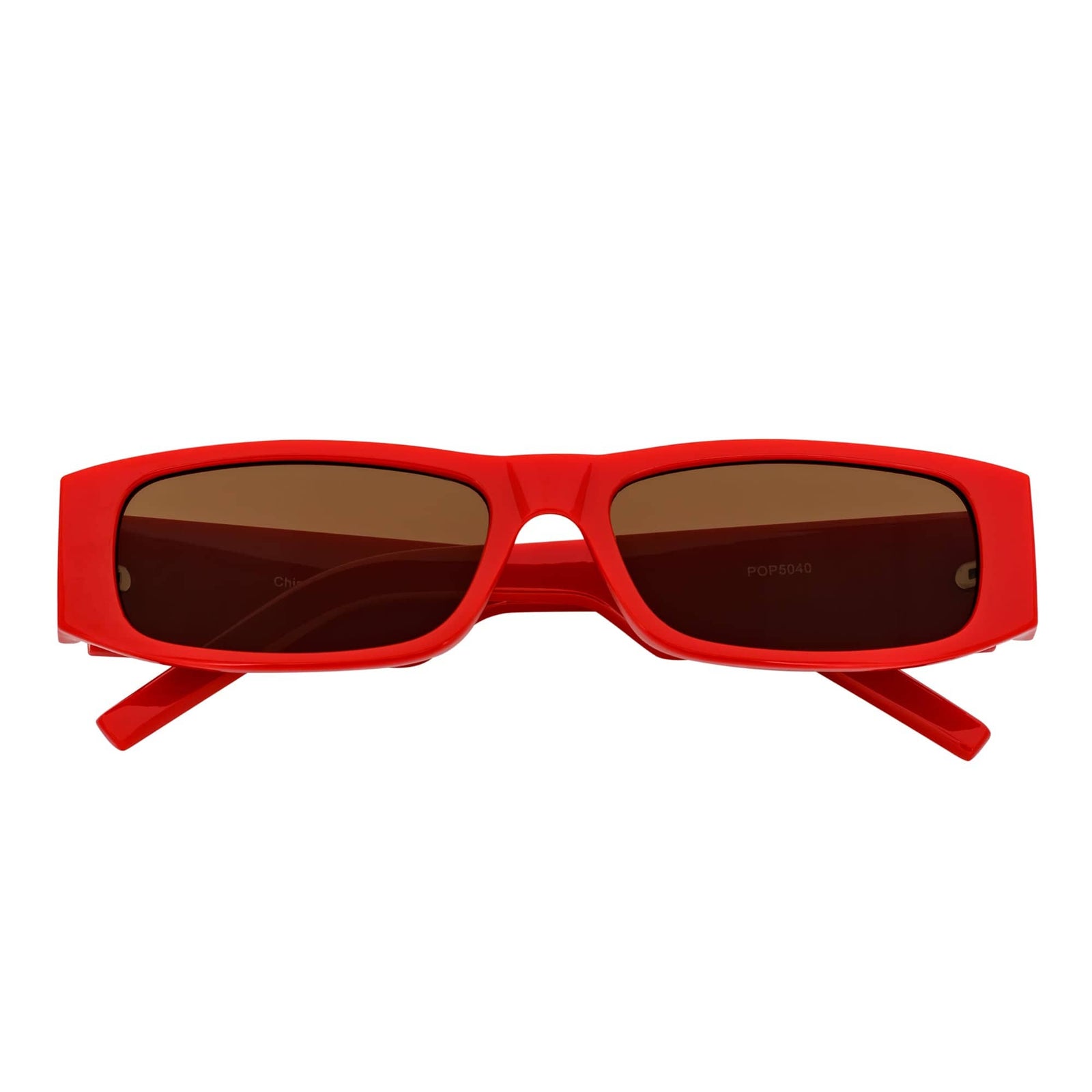 MONTERREY - Thick Frame 90s Style Small Rectangle Sunglasses Red Brown Lens - MorspecsM1101-4