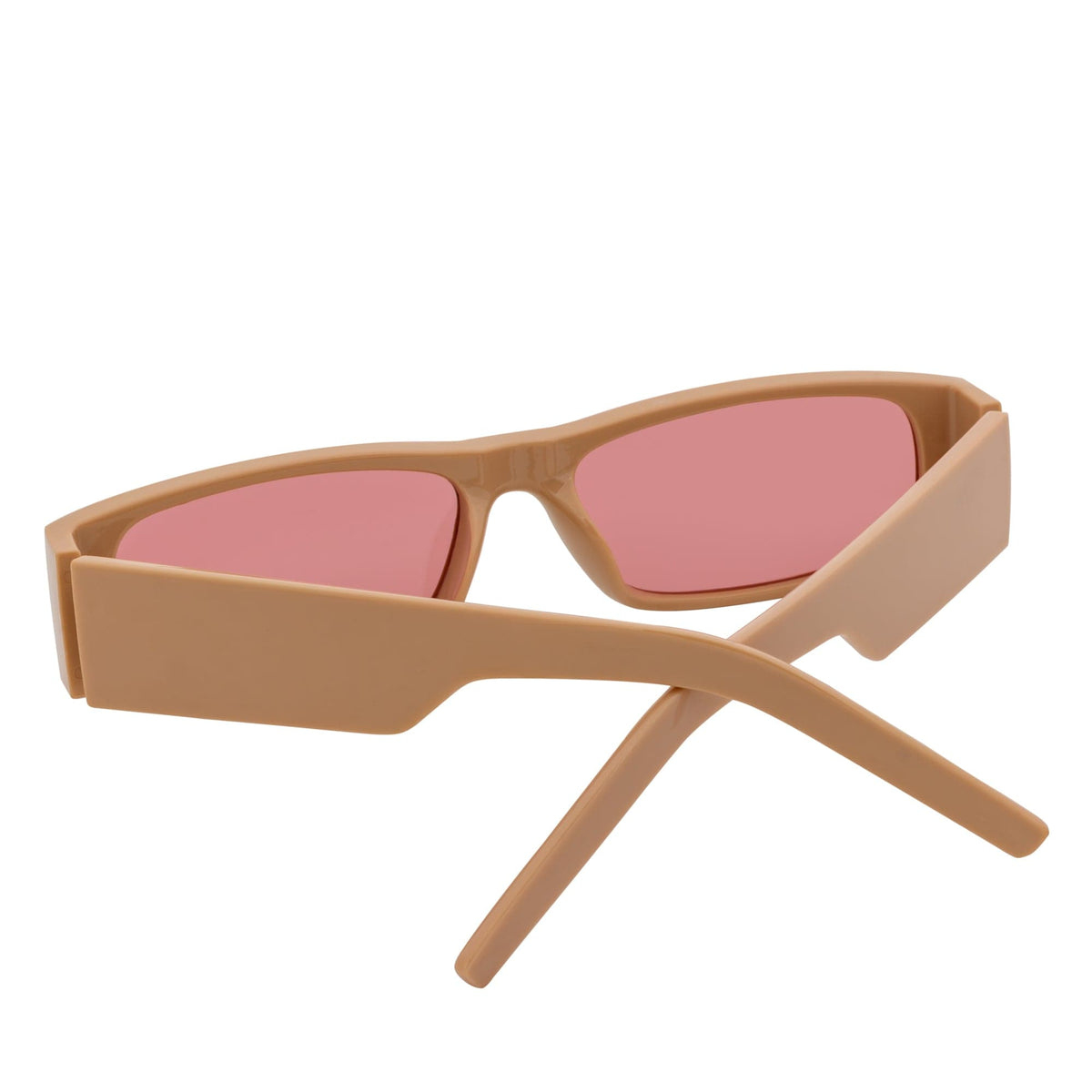 MONTERREY - Thick Frame 90s Style Small Rectangle Sunglasses Tan Pink Lens - MorspecsM1101 - 5
