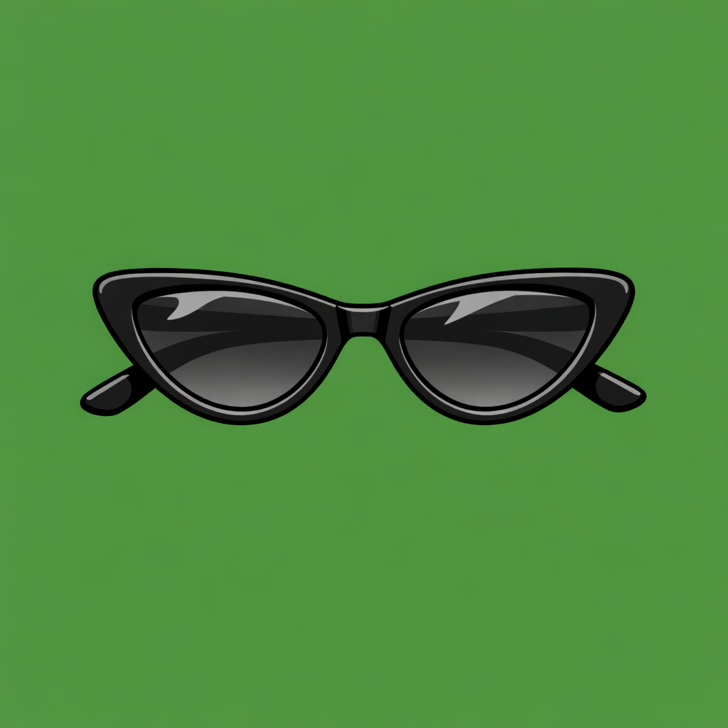 Black cat-eye sunglasses on a green background