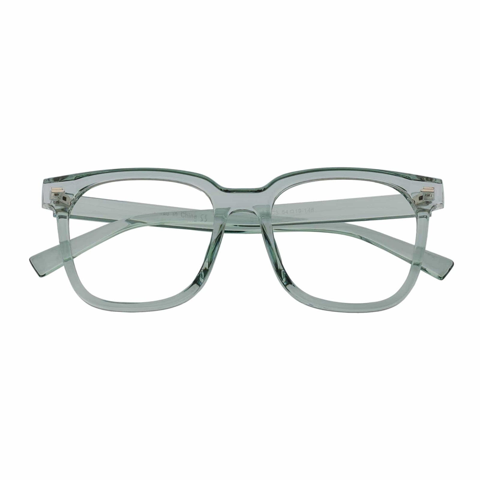 NEWPORT - Oversize Large Modern Square Glasses Clear Green Clear Lens - MorspecsM1026-3