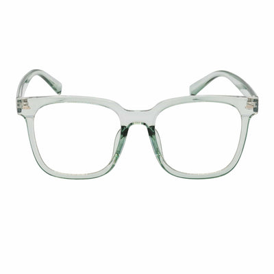 NEWPORT - Oversize Large Modern Square Glasses Clear Green Clear Lens
