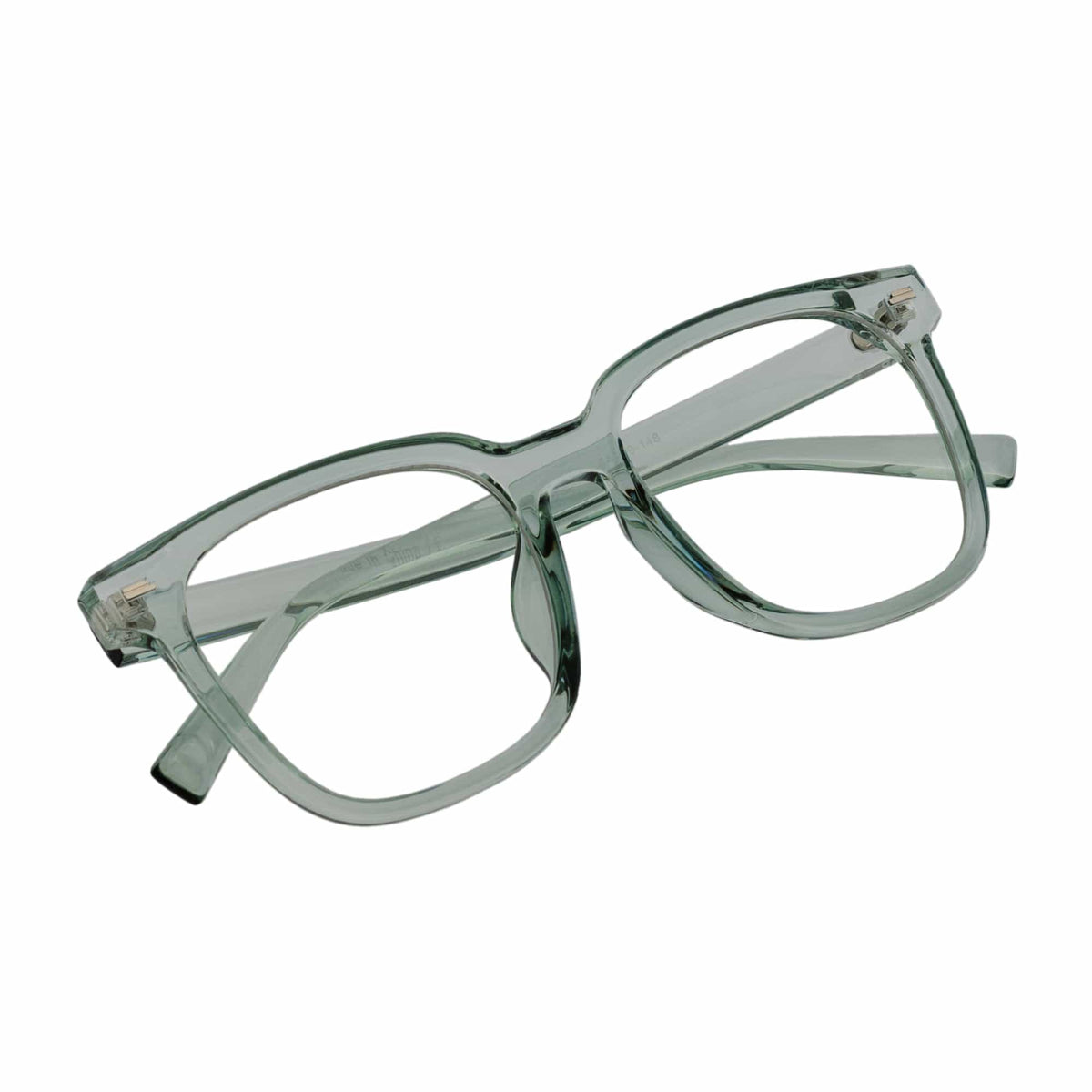 NEWPORT - Oversize Large Modern Square Glasses Clear Green Clear Lens