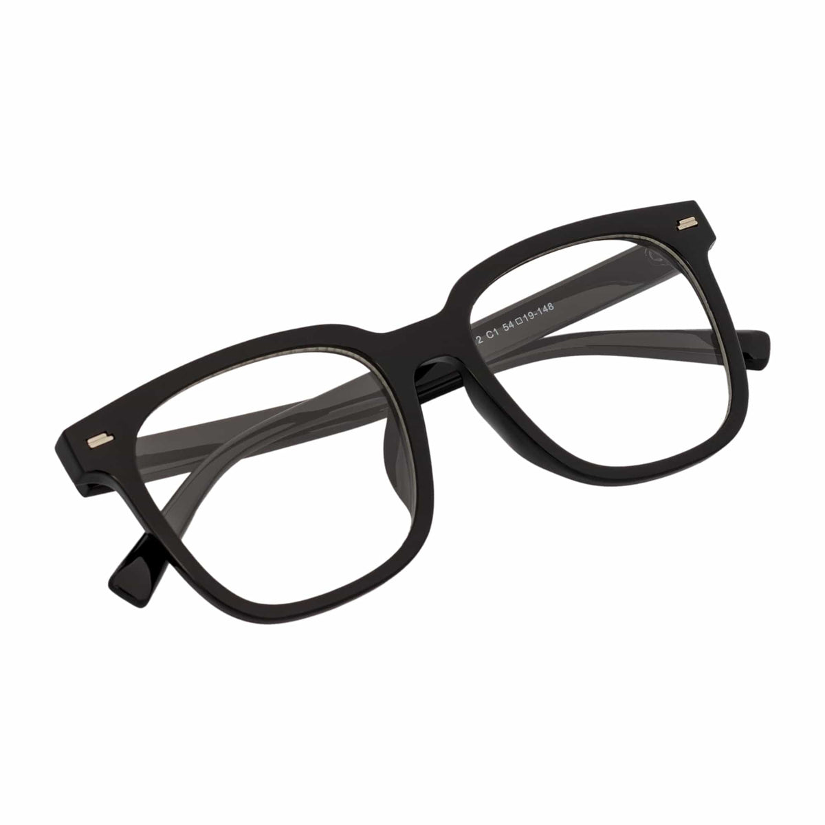 NEWPORT - Oversize Large Modern Square Glasses Gloss Black Clear Lens