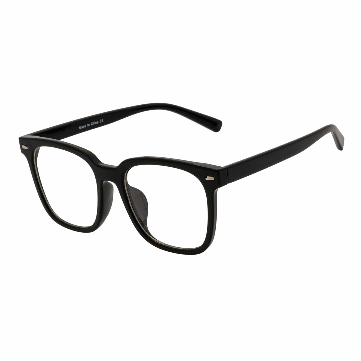 NEWPORT - Oversize Large Modern Square Glasses Gloss Black Clear Lens