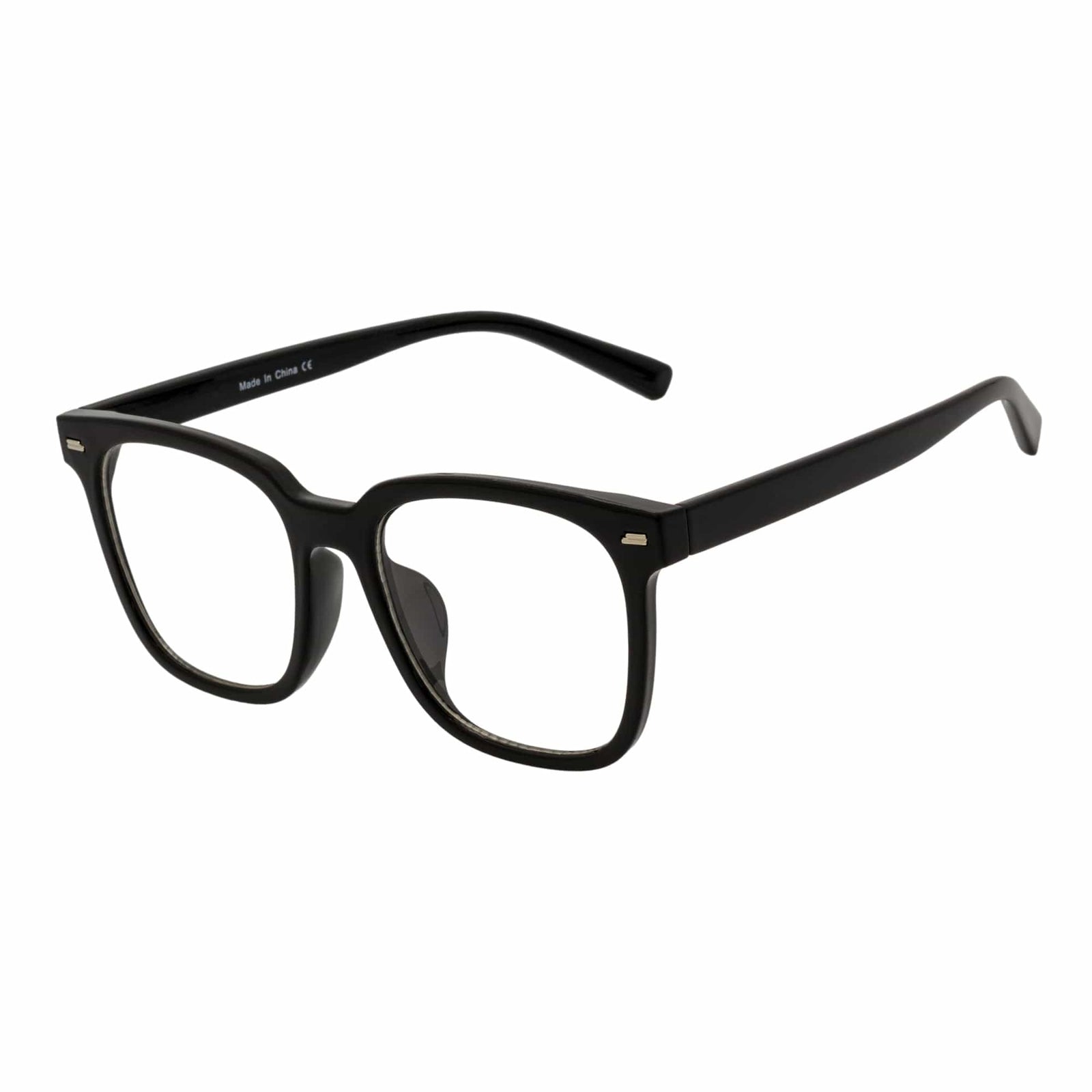 NEWPORT - Oversize Large Modern Square Glasses Gloss Black Clear Lens