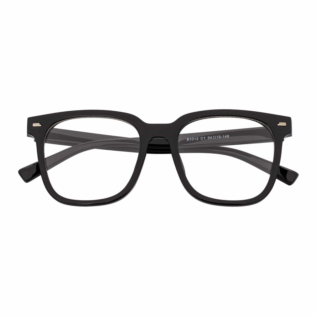 NEWPORT - Oversize Large Modern Square Glasses Gloss Black Clear Lens