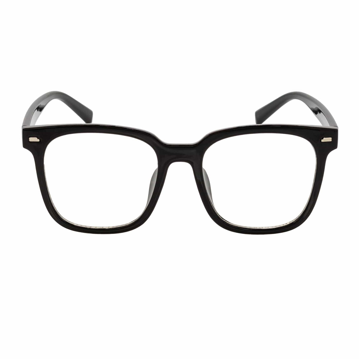 NEWPORT - Oversize Large Modern Square Glasses Gloss Black Clear Lens