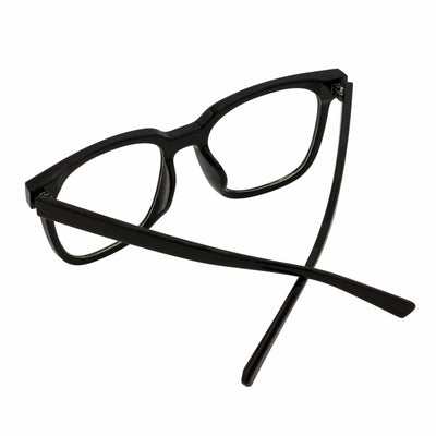 NEWPORT - Oversize Large Modern Square Glasses Gloss Black Clear Lens