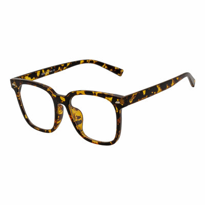 NEWPORT - Oversized Modern Square Glasses Tortoise Shell Clear Lens