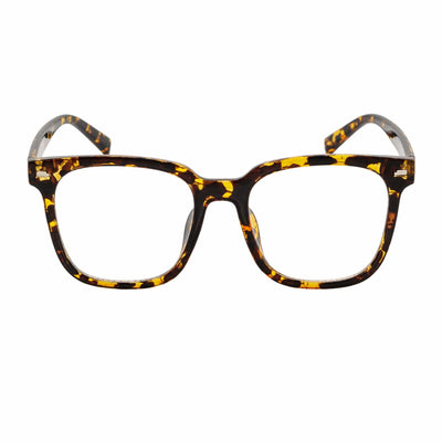 NEWPORT - Oversized Modern Square Glasses Tortoise Shell Clear Lens