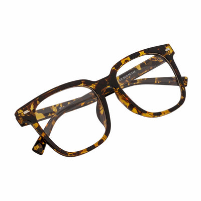 NEWPORT - Oversized Modern Square Glasses Tortoise Shell Clear Lens