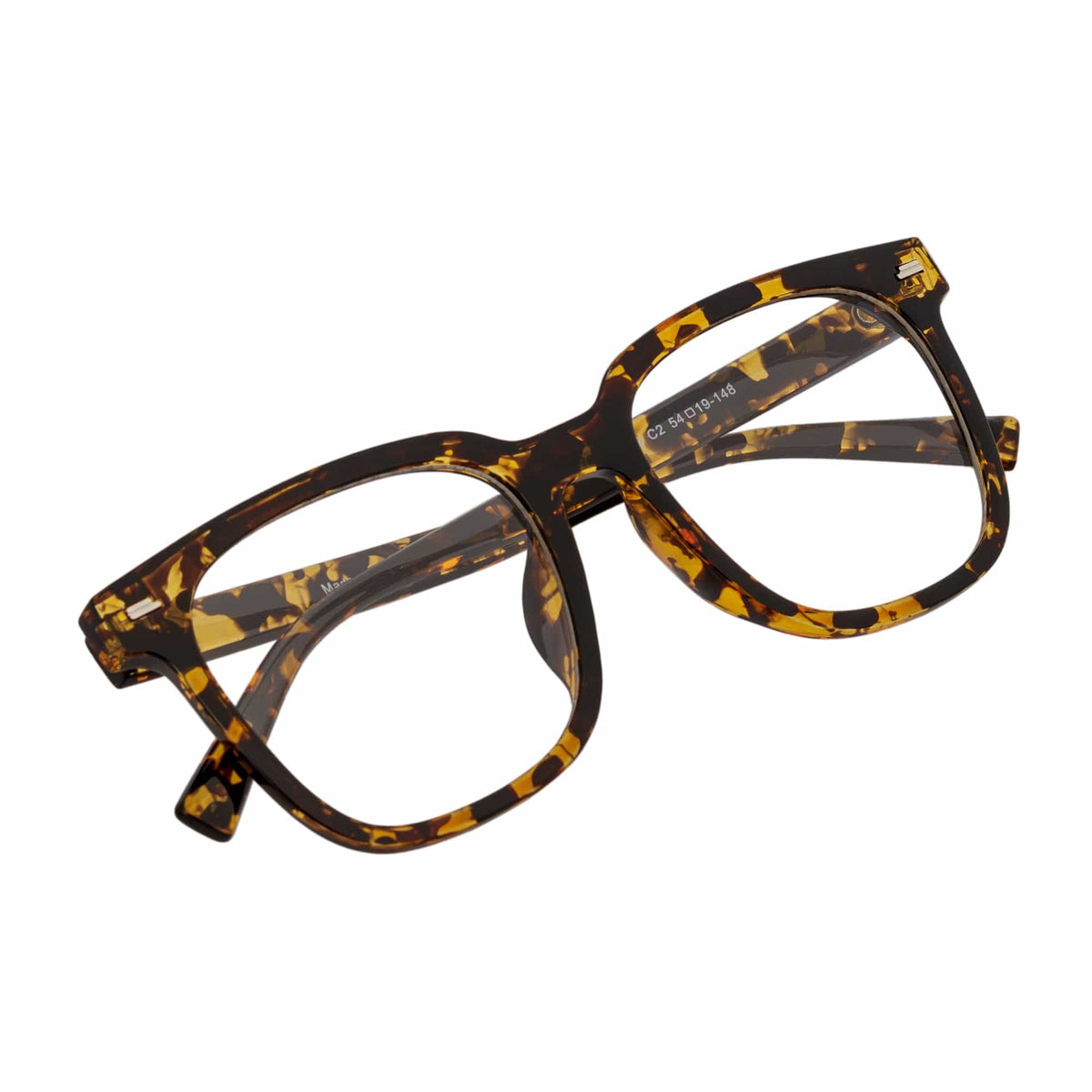 NEWPORT - Oversized Modern Square Glasses Tortoise Shell Clear Lens