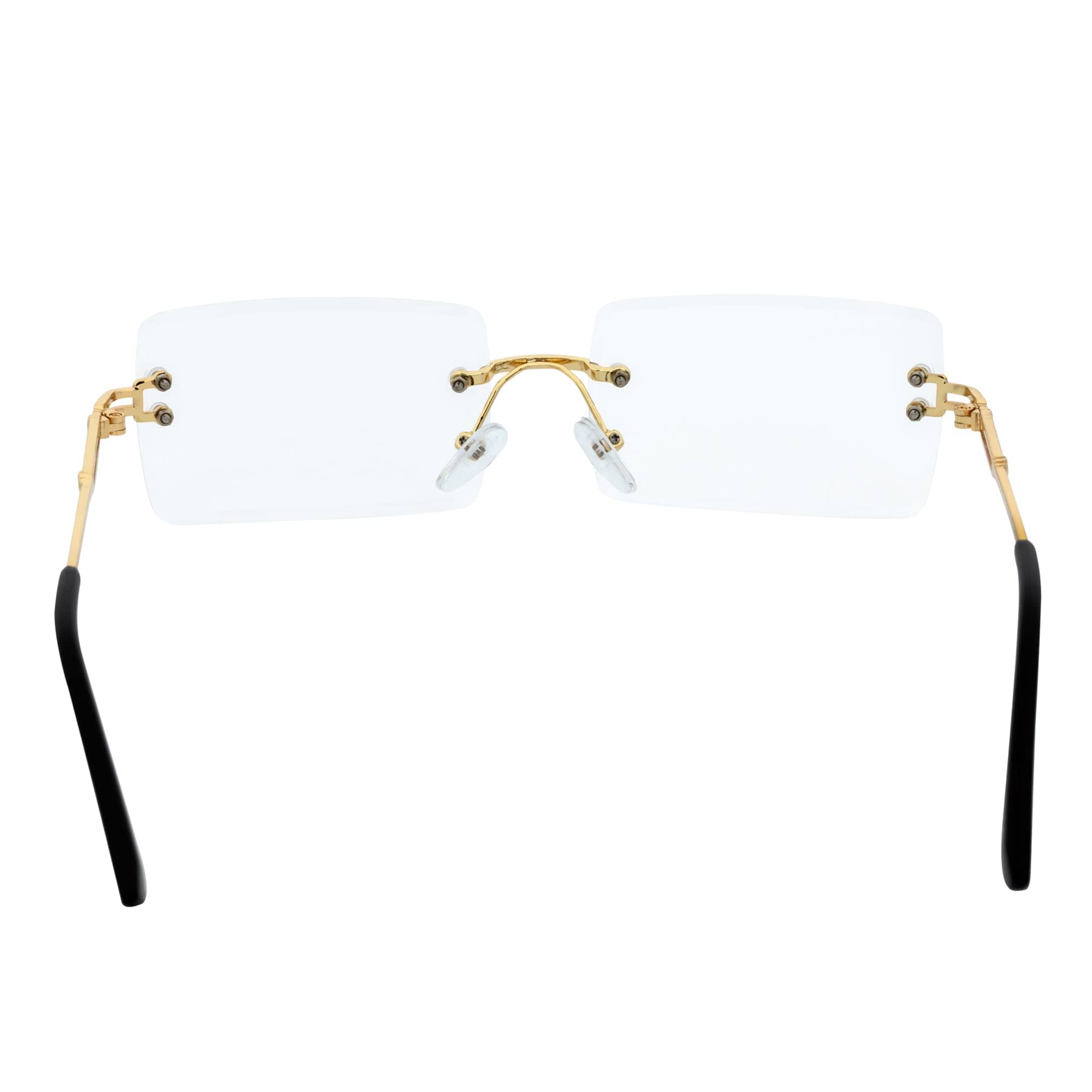 PREMIERE - Luxury 90s Small Metal Rimless Rectangle Glasses Gold Clear Lens