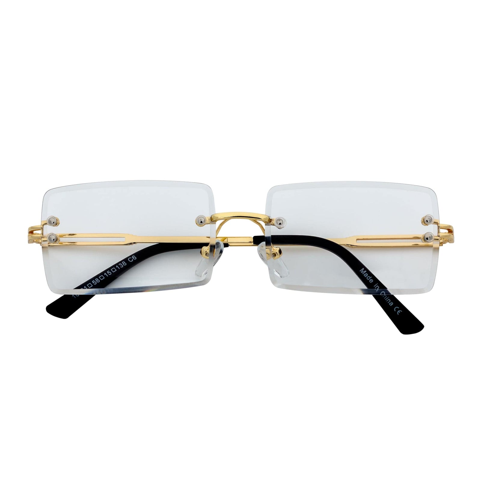 PREMIERE - Luxury 90s Small Metal Rimless Rectangle Glasses Gold Clear Lens