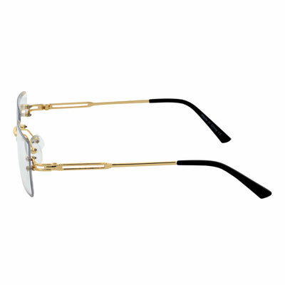 PREMIERE - Luxury 90s Small Metal Rimless Rectangle Glasses Gold Clear Lens