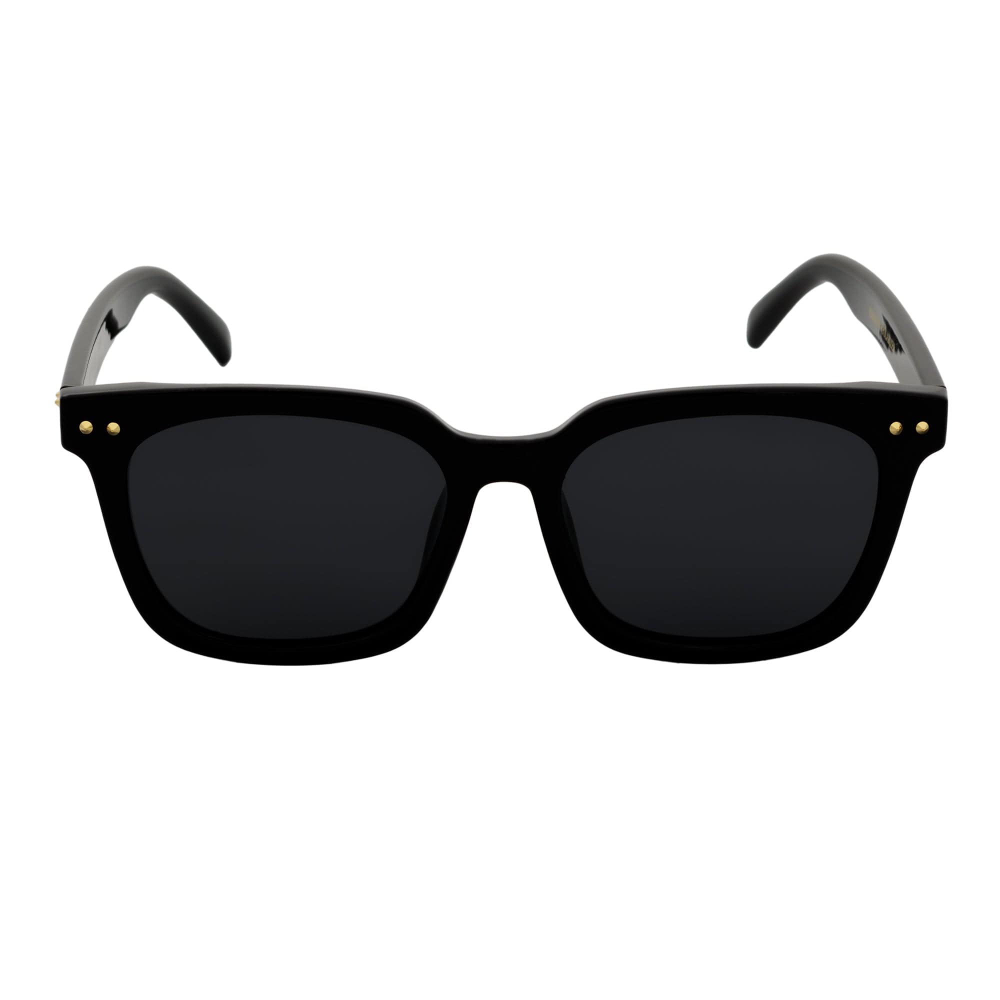 BELMONT - Polarized Classic Retro Horn Rimmed Gloss Black Smoke Tint