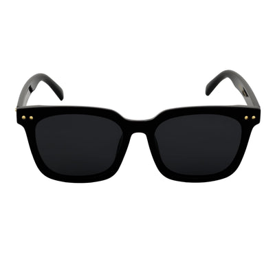 BELMONT - Polarized Classic Retro Horn Rimmed Gloss Black Smoke Tint