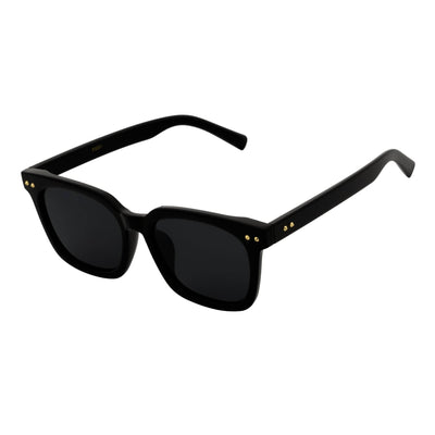BELMONT - Polarized Classic Retro Horn Rimmed Gloss Black Smoke Tint