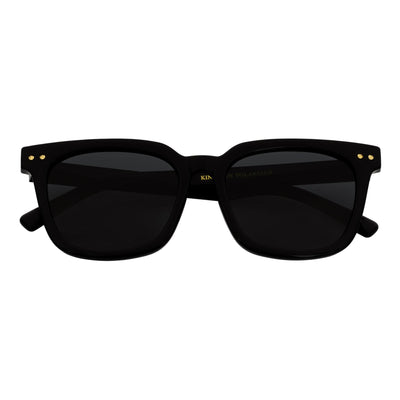 BELMONT - Polarized Classic Retro Horn Rimmed Gloss Black Smoke Tint