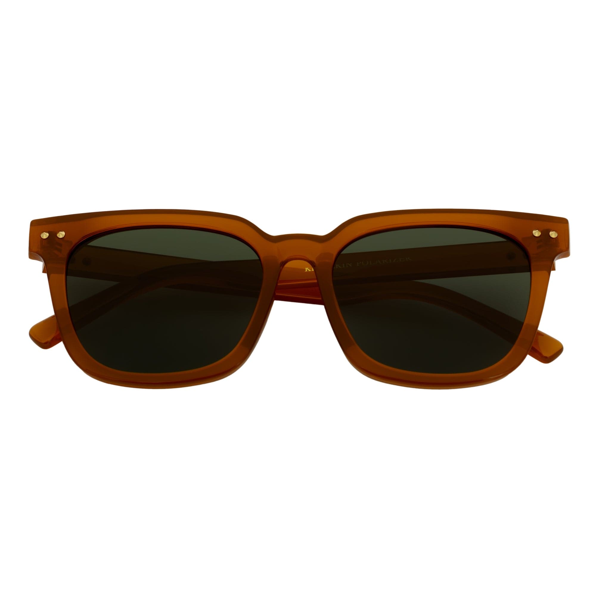BELMONT - Polarized Classic Retro Horn Rimmed Jelly Brown Green Tint