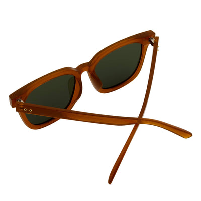 BELMONT - Polarized Classic Retro Horn Rimmed Jelly Brown Green Tint