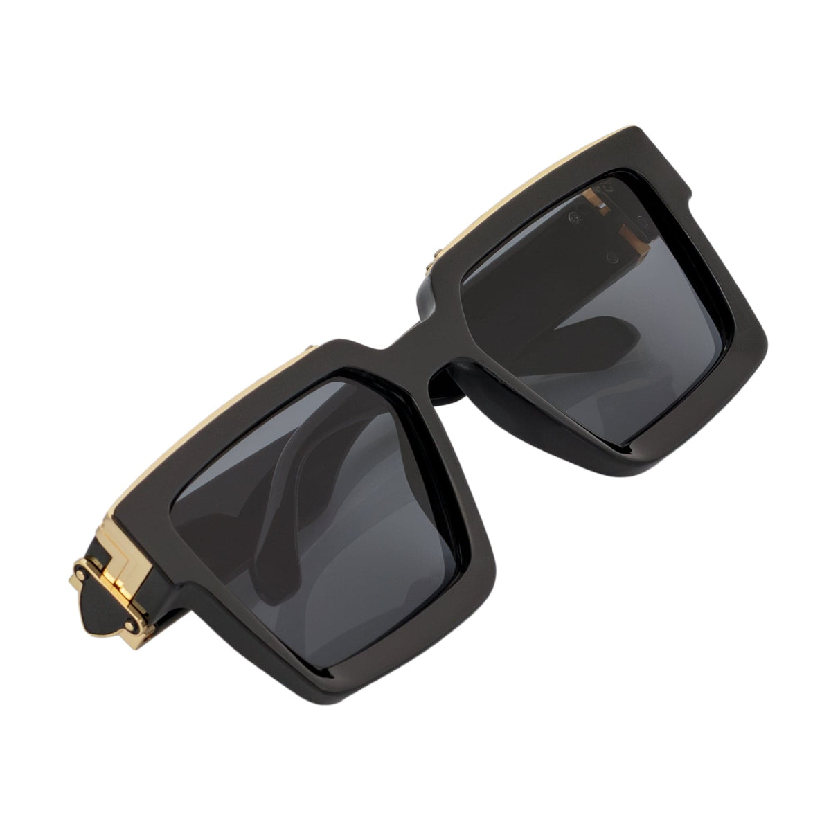 BILLIONAIRE - Large Square High Fashion Square Sunglasses Gloss Black - Gold Smoke Tint