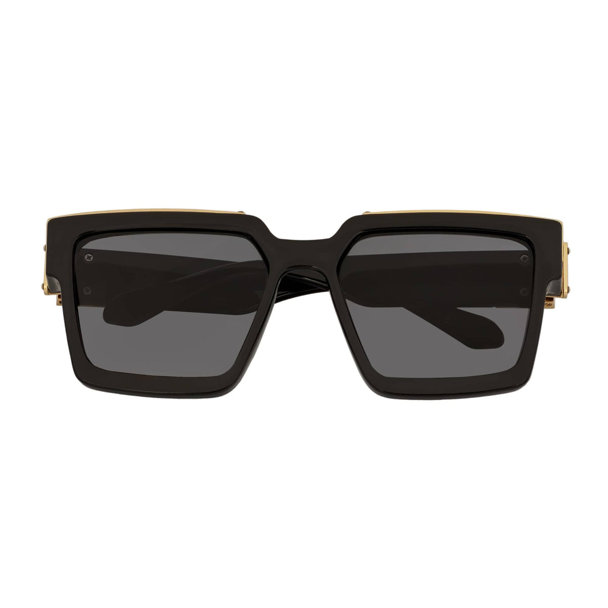 BILLIONAIRE - Large Square High Fashion Square Sunglasses Gloss Black - Gold Smoke Tint
