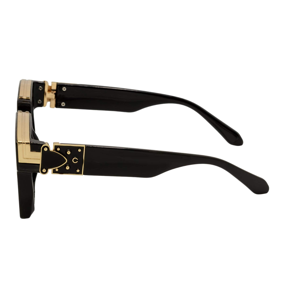 BILLIONAIRE - Large Square High Fashion Square Sunglasses Gloss Black - Gold Smoke Tint