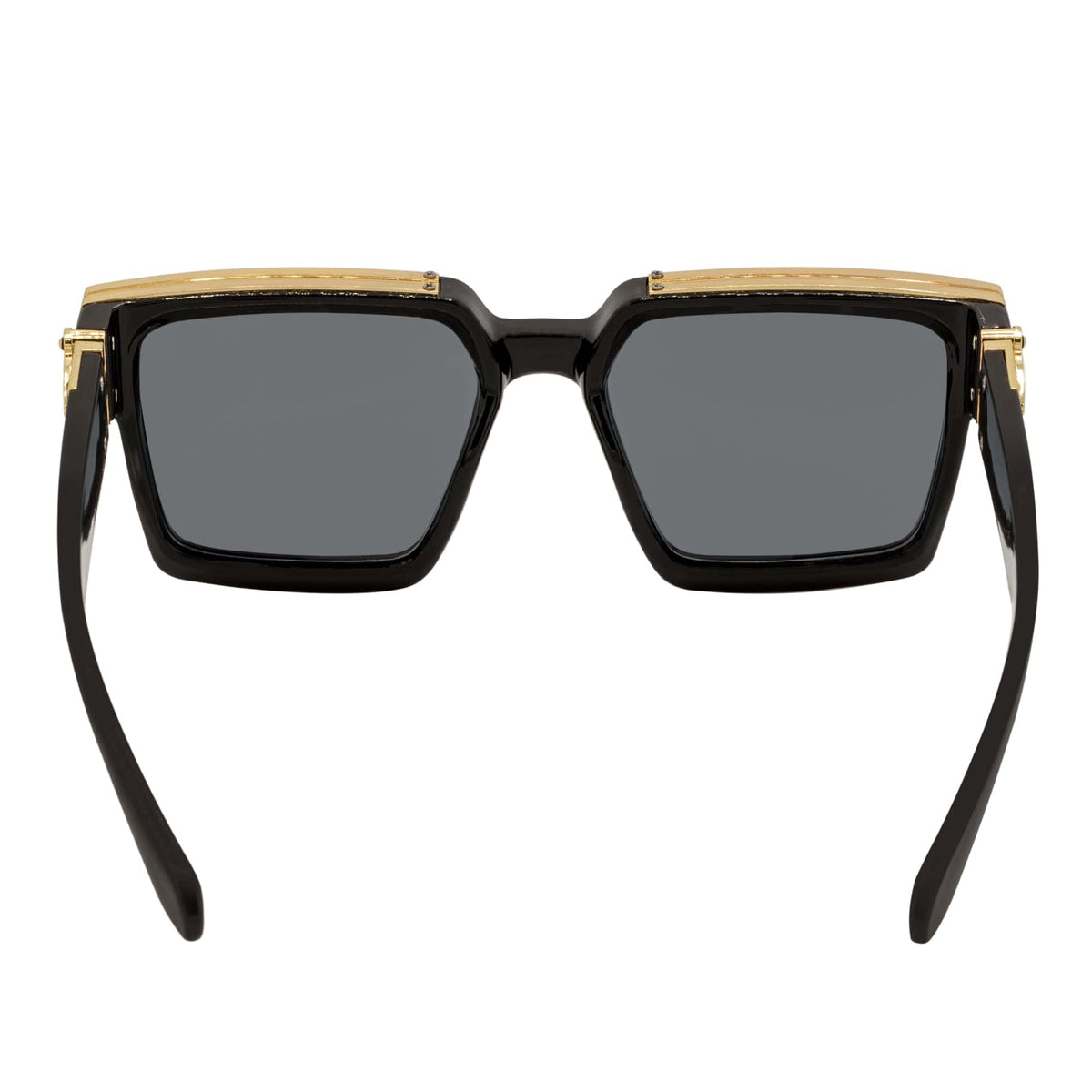 BILLIONAIRE - Large Square High Fashion Square Sunglasses Gloss Black - Gold Smoke Tint