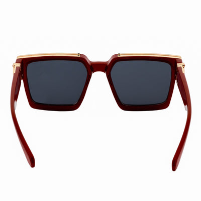 BILLIONAIRE - Large Square High Fashion Square Sunglasses Red - Gold Smoke Tint