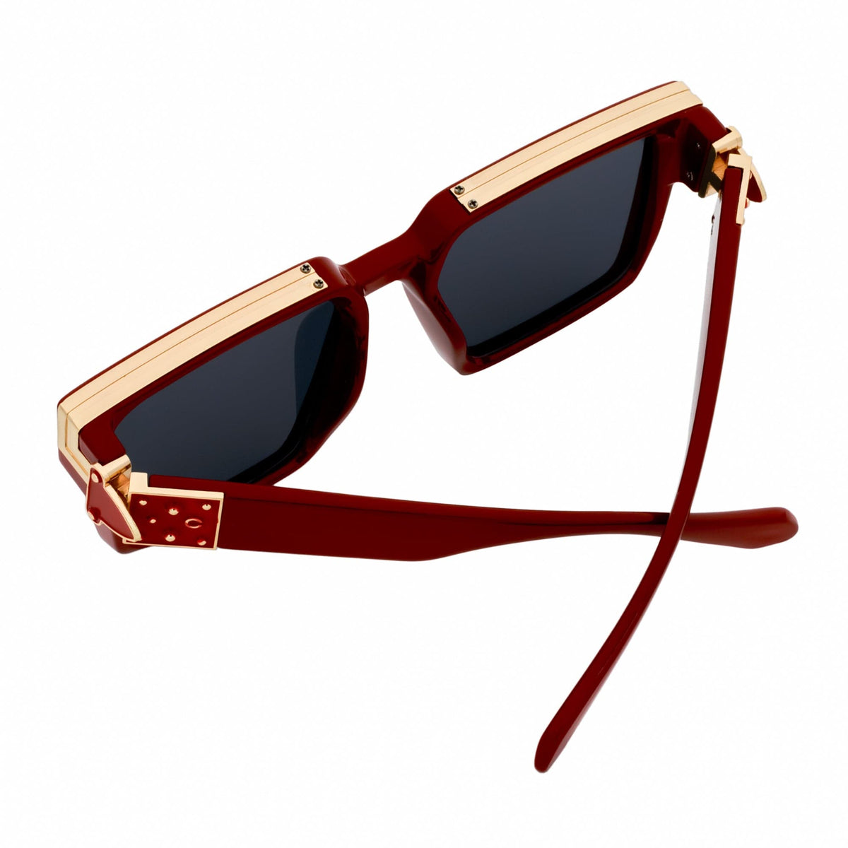 BILLIONAIRE - Large Square High Fashion Square Sunglasses Red - Gold Smoke Tint