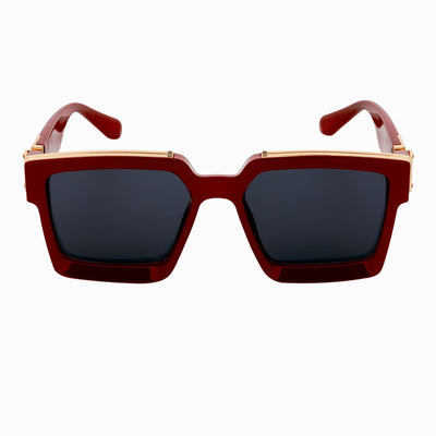 BILLIONAIRE - Large Square High Fashion Square Sunglasses Red - Gold Smoke Tint