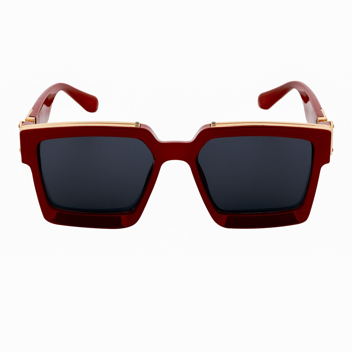 BILLIONAIRE - Large Square High Fashion Square Sunglasses Red - Gold Smoke Tint