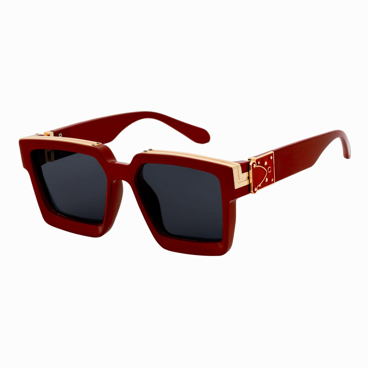 BILLIONAIRE - Large Square High Fashion Square Sunglasses Red - Gold Smoke Tint