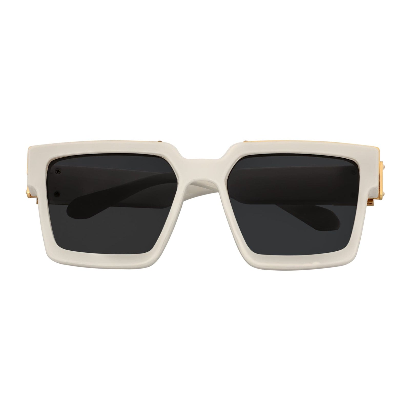 BILLIONAIRE - Large Square High Fashion Square Sunglasses White - Gold Smoke
