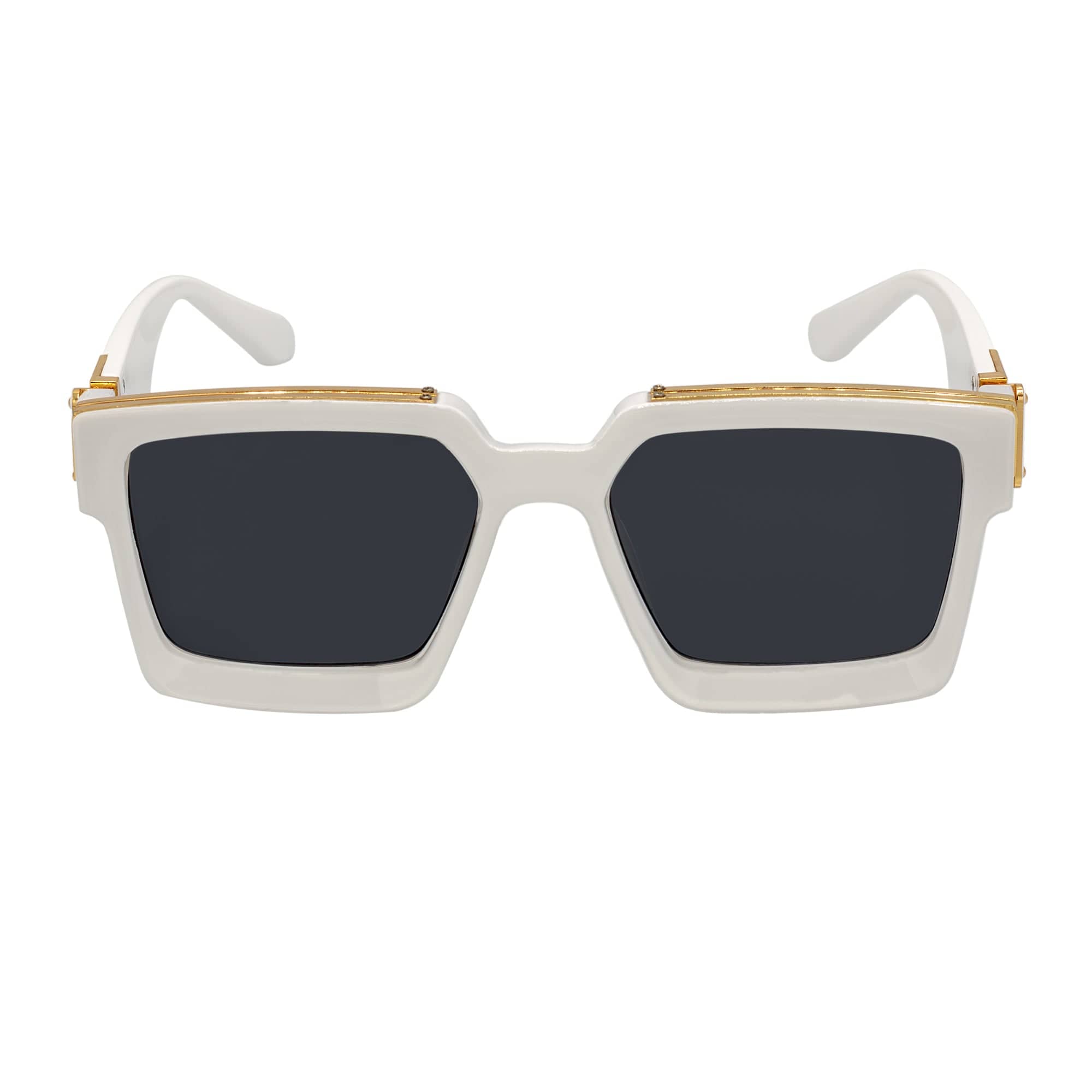 BILLIONAIRE - Large Square High Fashion Square Sunglasses White - Gold Smoke