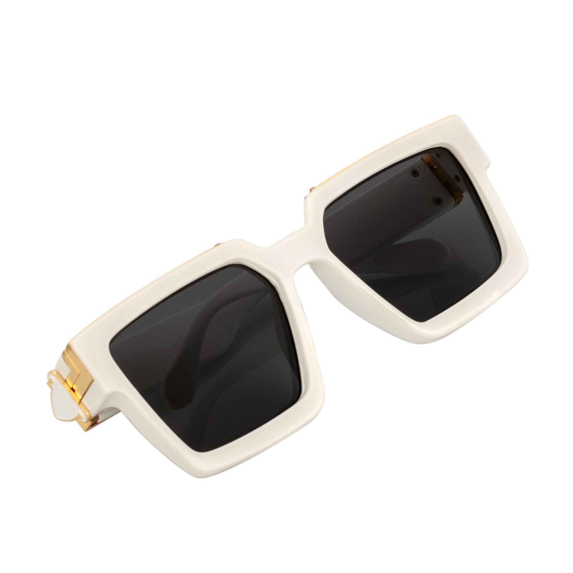 BILLIONAIRE - Large Square High Fashion Square Sunglasses White - Gold Smoke
