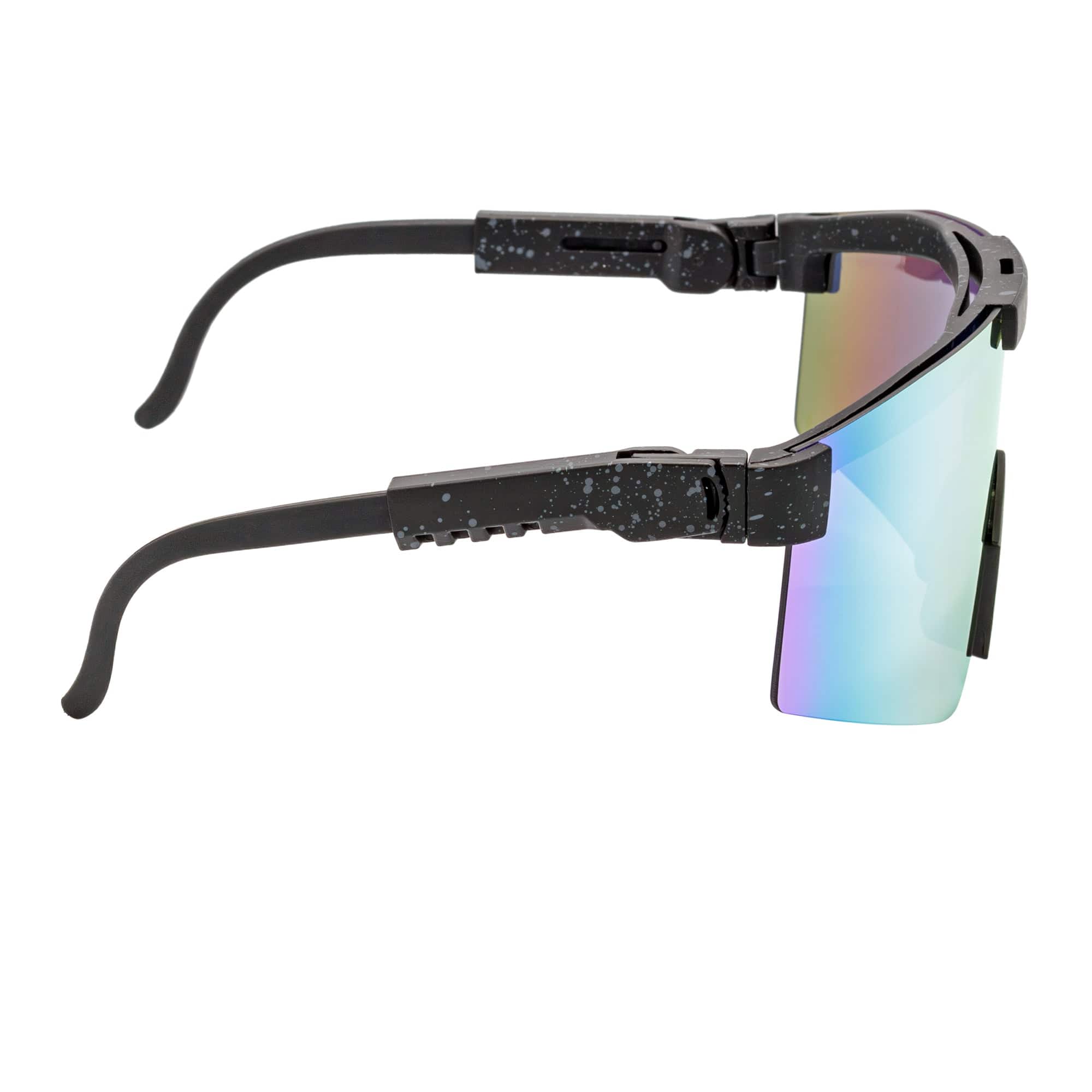COBRA - Adjustable Rimless Shield Sunglasses Black Gray - Speckled Orange Mirror