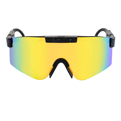 COBRA - Adjustable Rimless Shield Sunglasses Black Gray - Speckled Orange Mirror