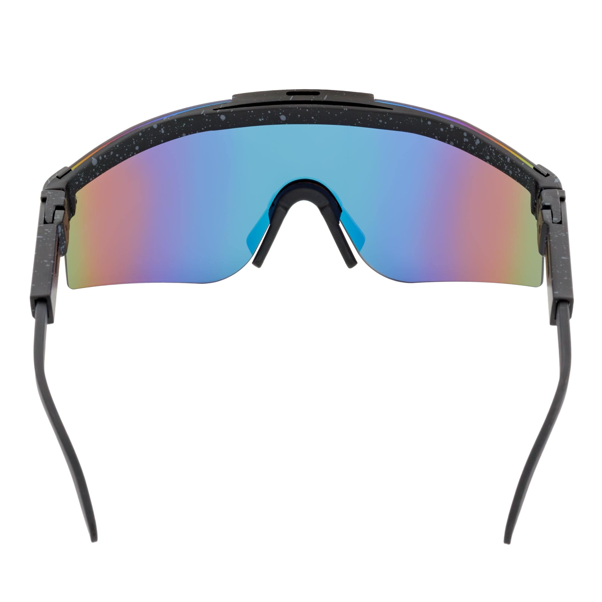 COBRA - Adjustable Rimless Shield Sunglasses Black Gray - Speckled Orange Mirror