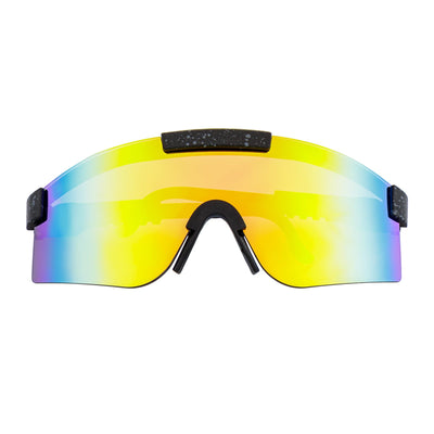 COBRA - Adjustable Rimless Shield Sunglasses Black Gray - Speckled Orange Mirror