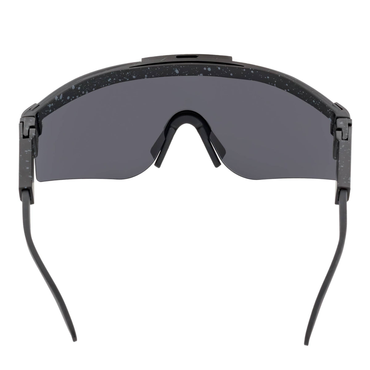 COBRA - Large Adjustable Shield Sunglasses Black Gray - Speckled Silver Mirror