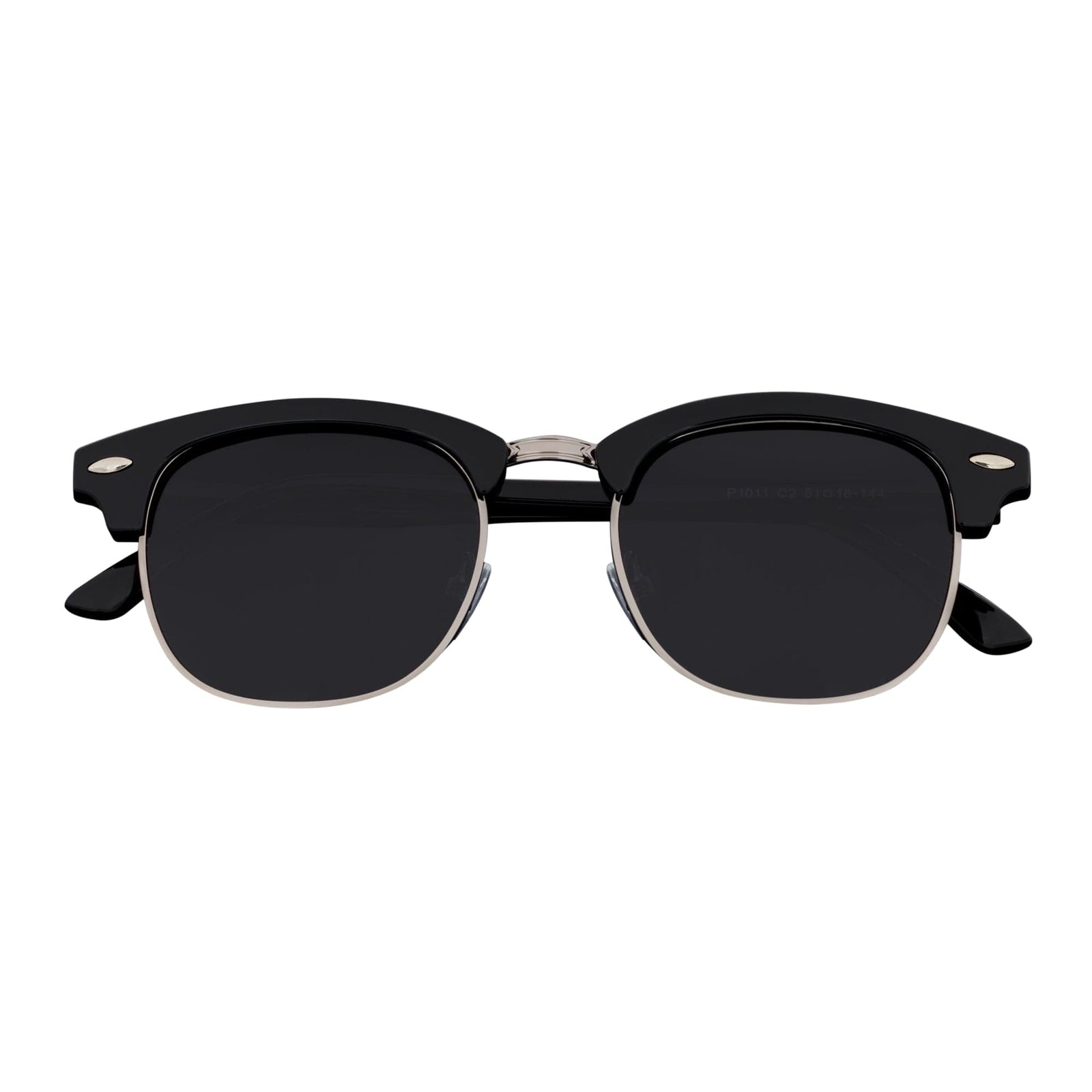 COUNTRY CLUB - Classic Semi - Rimless Half Frame Sunglasses Black Smoke Polarized