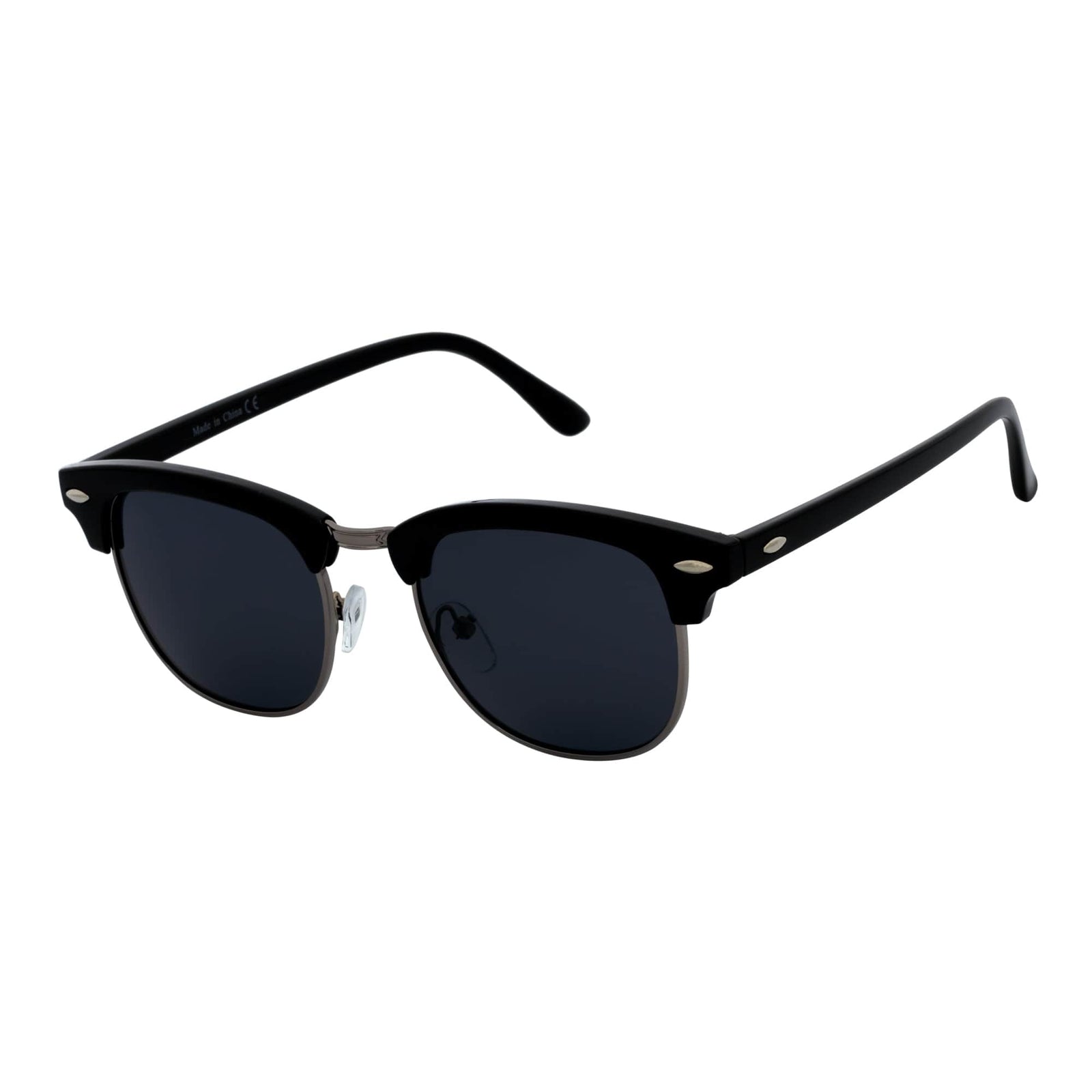 COUNTRY CLUB - Classic Semi - Rimless Half Frame Sunglasses Black Smoke Polarized