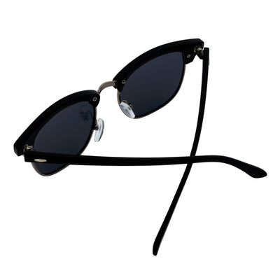 COUNTRY CLUB - Classic Semi - Rimless Half Frame Sunglasses Black Smoke Polarized