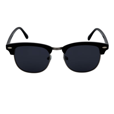 COUNTRY CLUB - Classic Semi - Rimless Half Frame Sunglasses Black Smoke Polarized