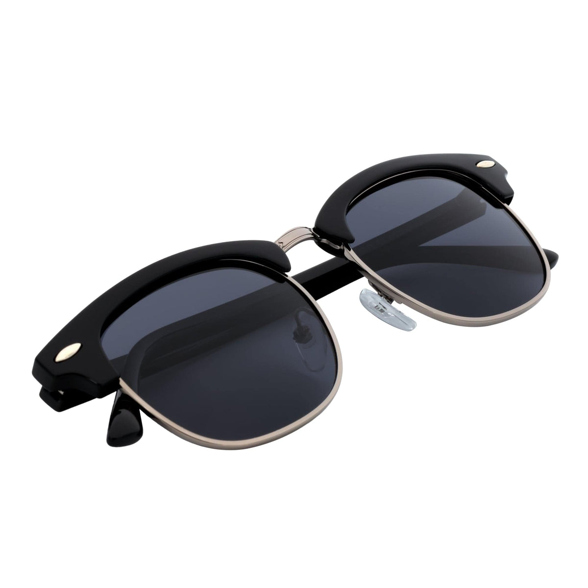 COUNTRY CLUB - Classic Semi - Rimless Half Frame Sunglasses Black Smoke Polarized