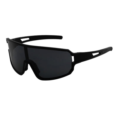 CYCLONE - Rectangle Sports Shield Sunglasses Matte Black Dark Smoke Tint