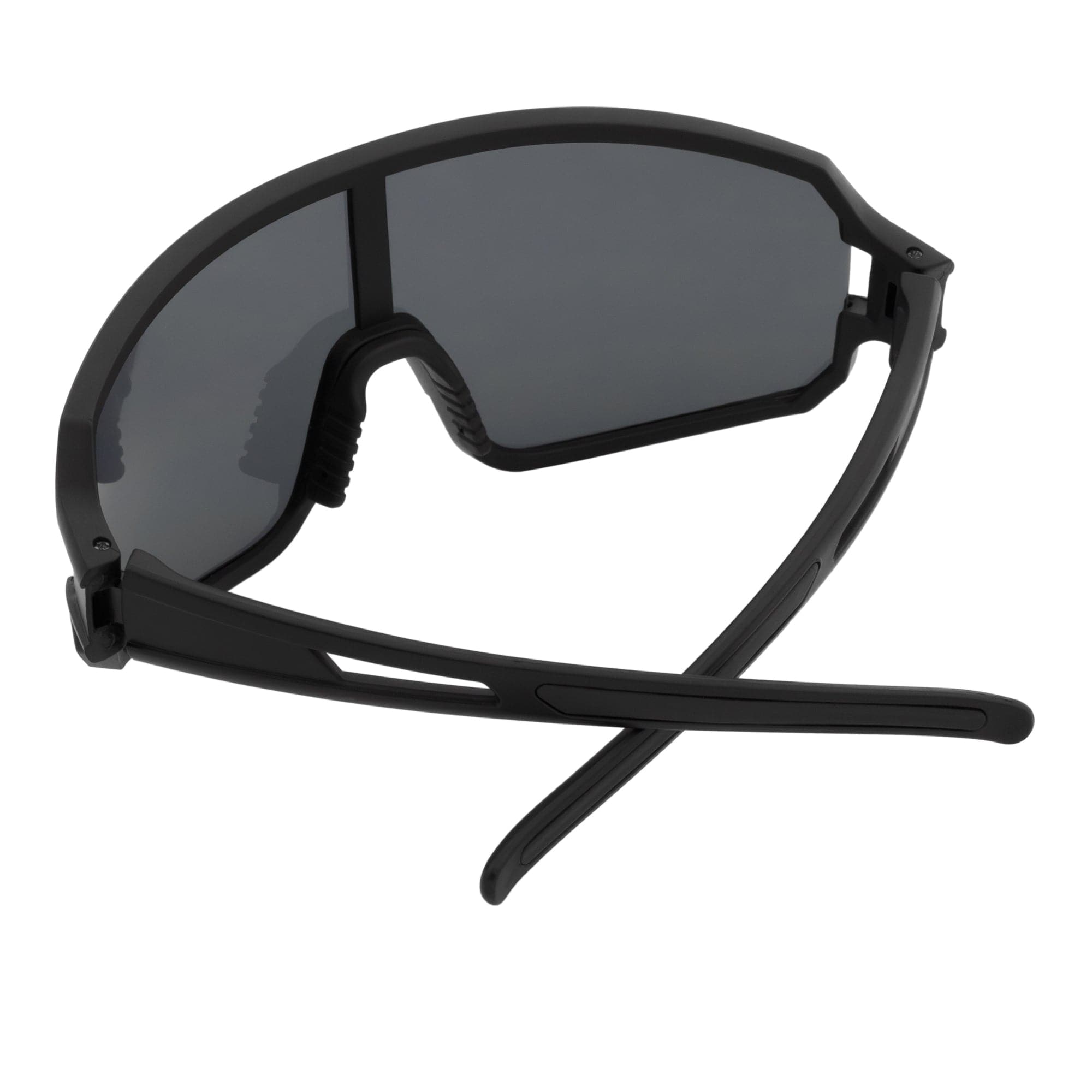 CYCLONE - Rectangle Sports Shield Sunglasses Matte Black Dark Smoke Tint