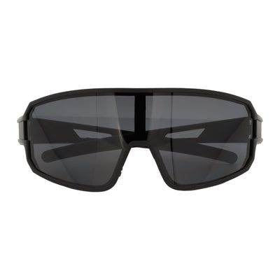 CYCLONE - Rectangle Sports Shield Sunglasses Matte Black Dark Smoke Tint